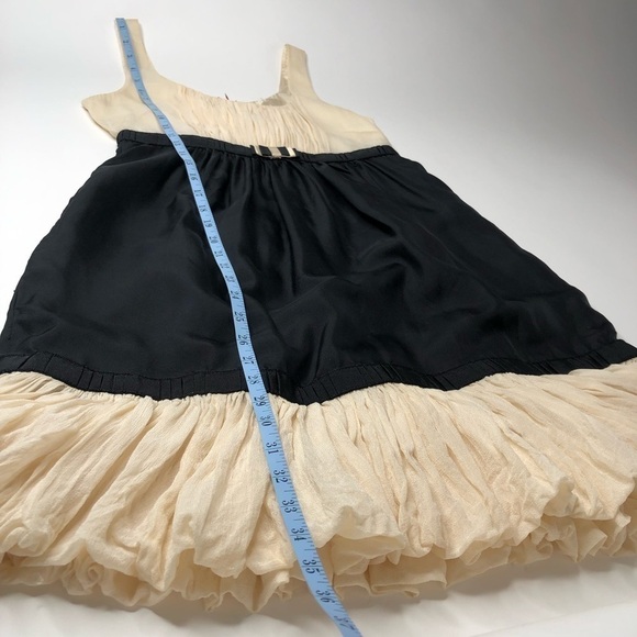 Anthropologie Yoana Baraschi Silk Black Cream Satin Ruffle Retro Cocktail - Picture 16 of 16